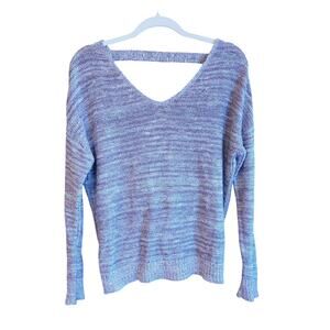 Express Mauve Purple Marled Sweater Size S Open Back V Neck Long Sleeve